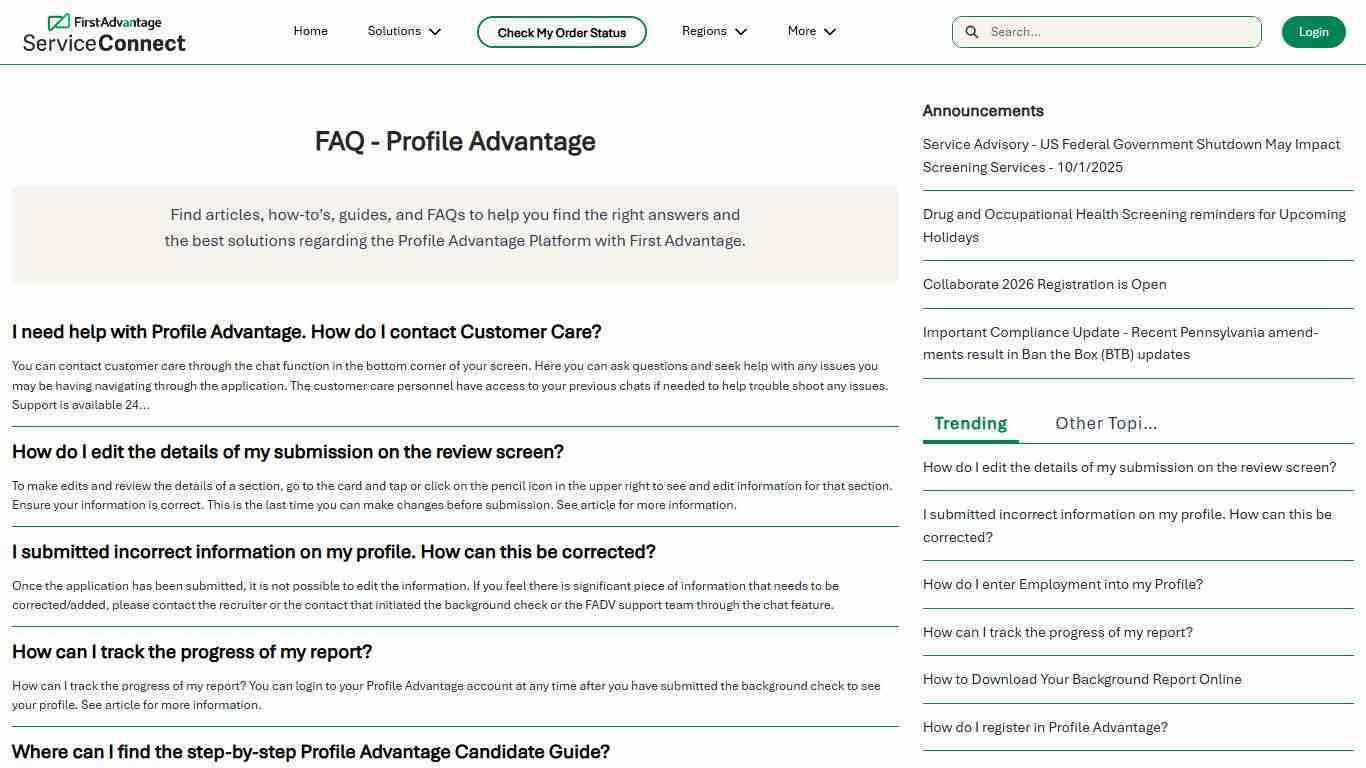 FAQ - Profile Advantage